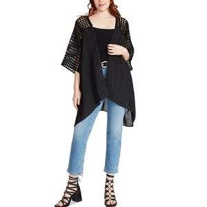 Steve Madden Women's Crochet-Yoke Open-Front Kimono Cover-Up